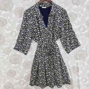 New York & Company Printed Wide Sleeve Tied Pull on Shirt Dress XL